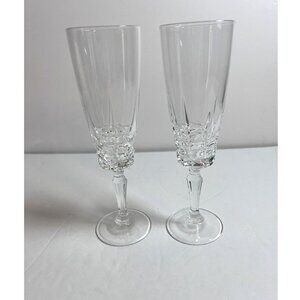French Fluted Crystal Champagne flutes wedding toasting glasses 2 6oz stems
